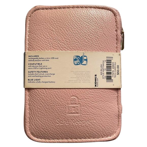 Travel Tech Kit  RFID-Blocking  Apt. 9 Safe Keeper Wallet with Ear Buds-Pink NIP - Picture 3 of 14